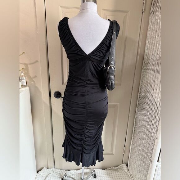 Y2K Sue Wong Deadstock Bodycon Midi Sexy Timeless LBD Ethereal Whymsy Dress - Picture 6 of 11